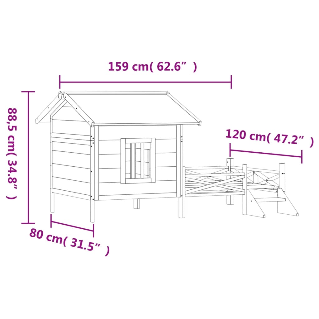 Hondenhok 159x120x88,5 cm massief grenenhout bruin