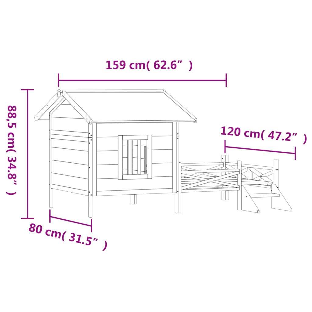 Hondenhok 159x120x88,5 cm massief grenenhout mokkakleurig