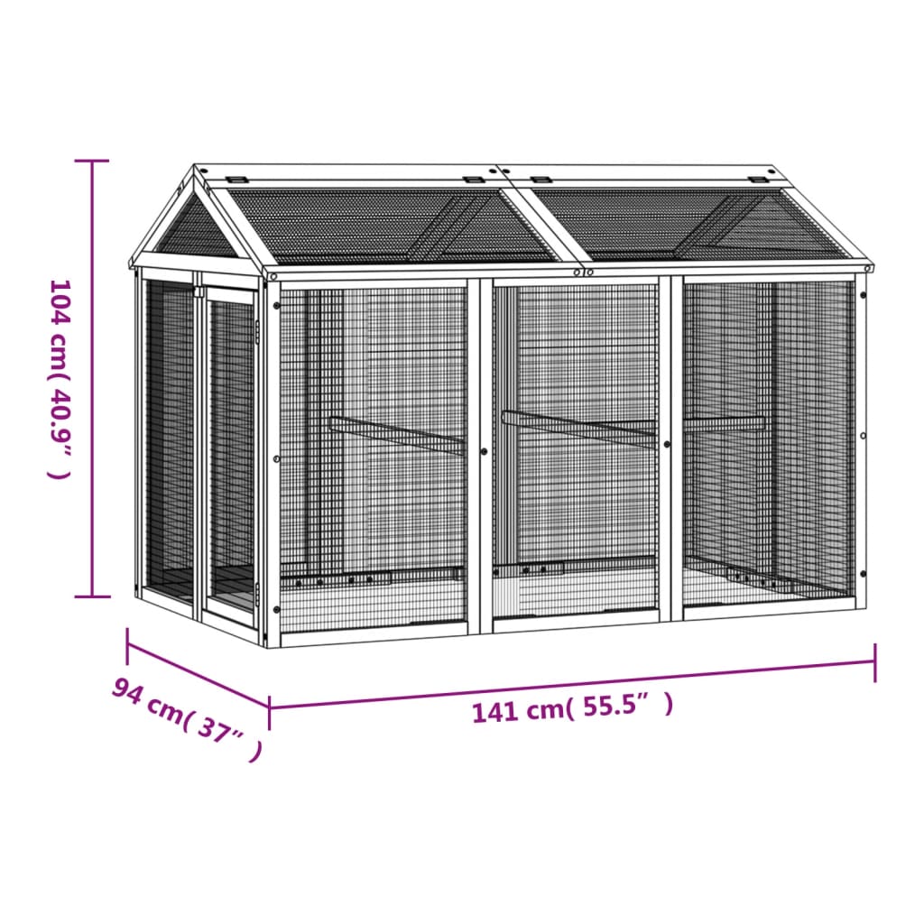 Dierenren 141x94x104 cm massief grenenhout mokkakleurig