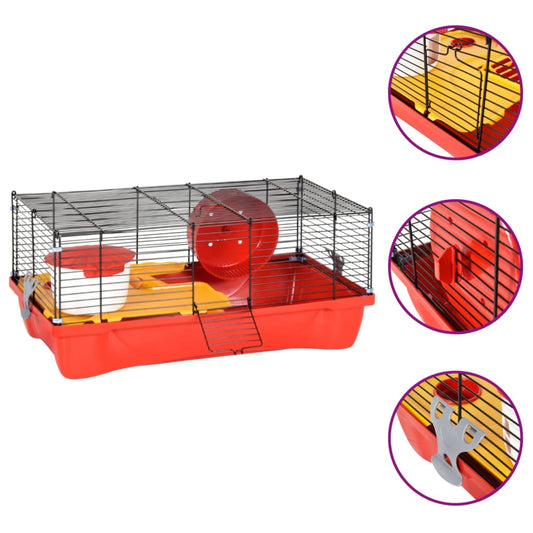 Hamsterkooi 58x32x36 cm polypropeen en metaal rood