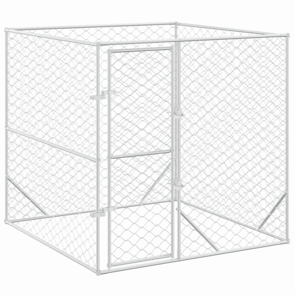 Hondenkennel voor buiten 2x2x2 m gegalvaniseerd staal zilver