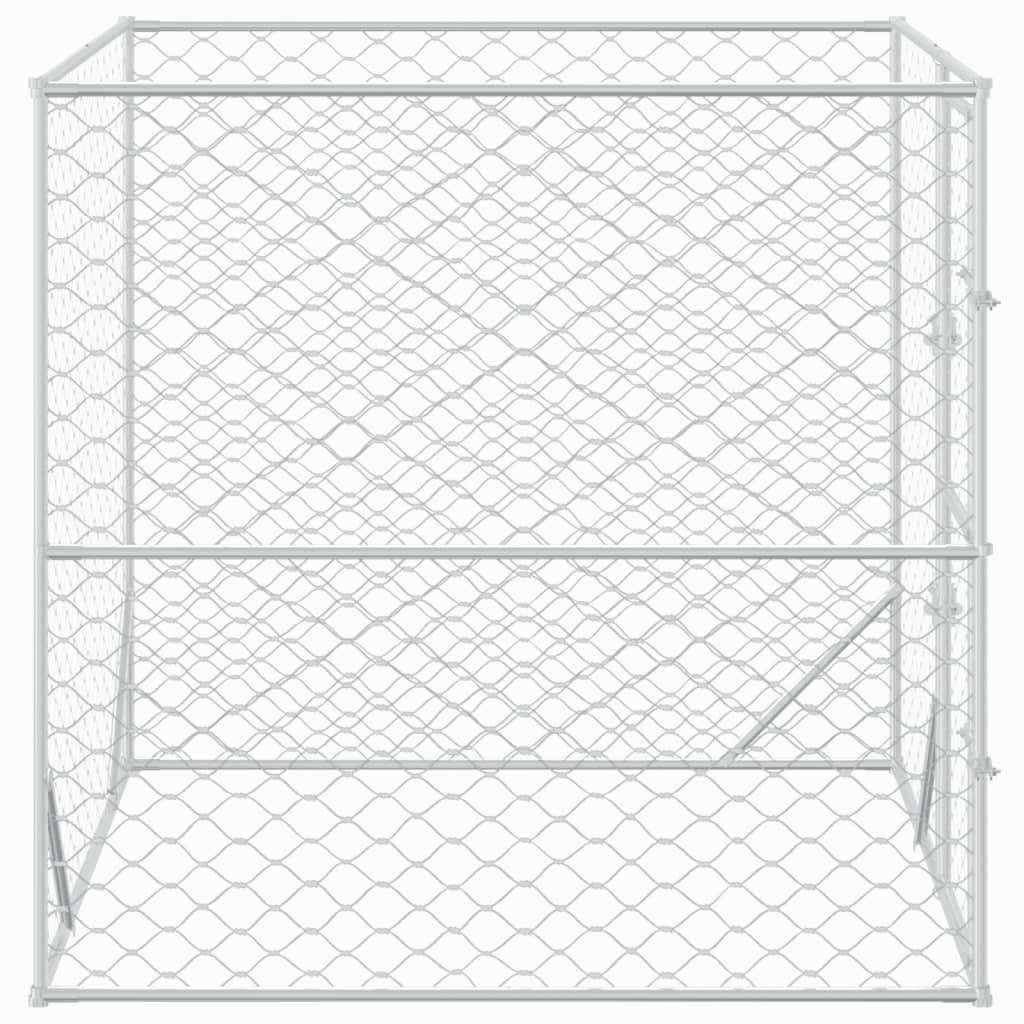 Hondenkennel voor buiten 2x2x2 m gegalvaniseerd staal zilver