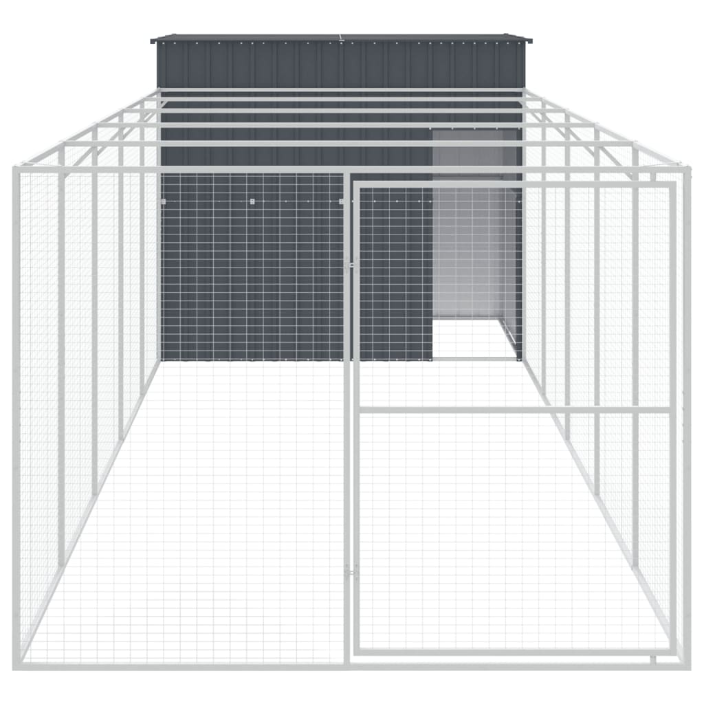 Hondenhok met ren 214x661x181 cm gegalvaniseerd staal antraciet