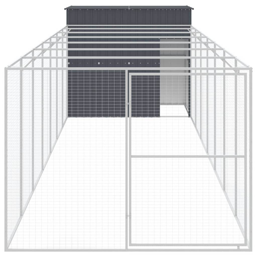 Hondenhok met ren 214x865x181 cm gegalvaniseerd staal antraciet