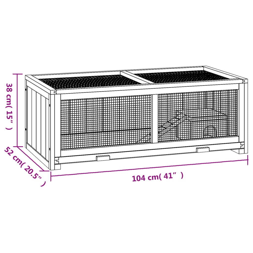 Hamsterkooi 104x52x38 cm massief vurenhout