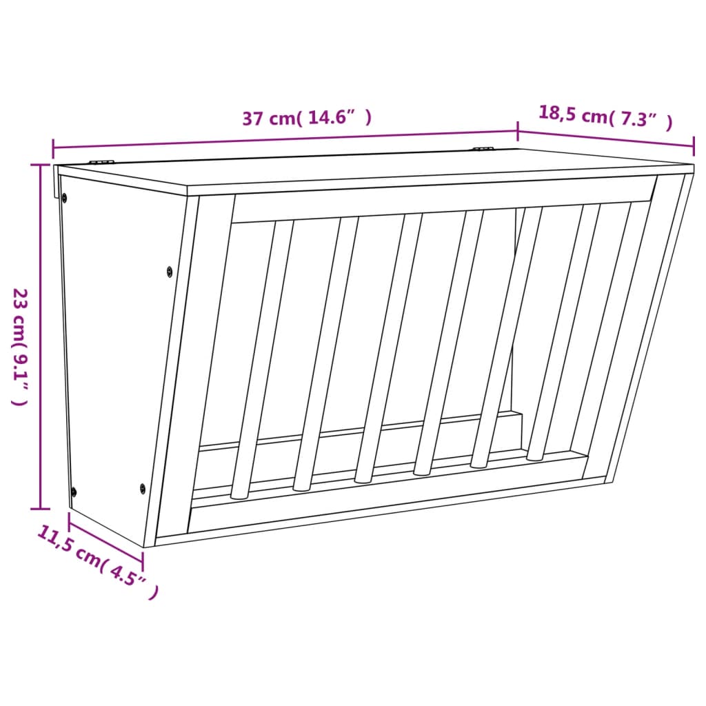 Hooiruif voor konijnen 37x18,5x23 cm massief vurenhout