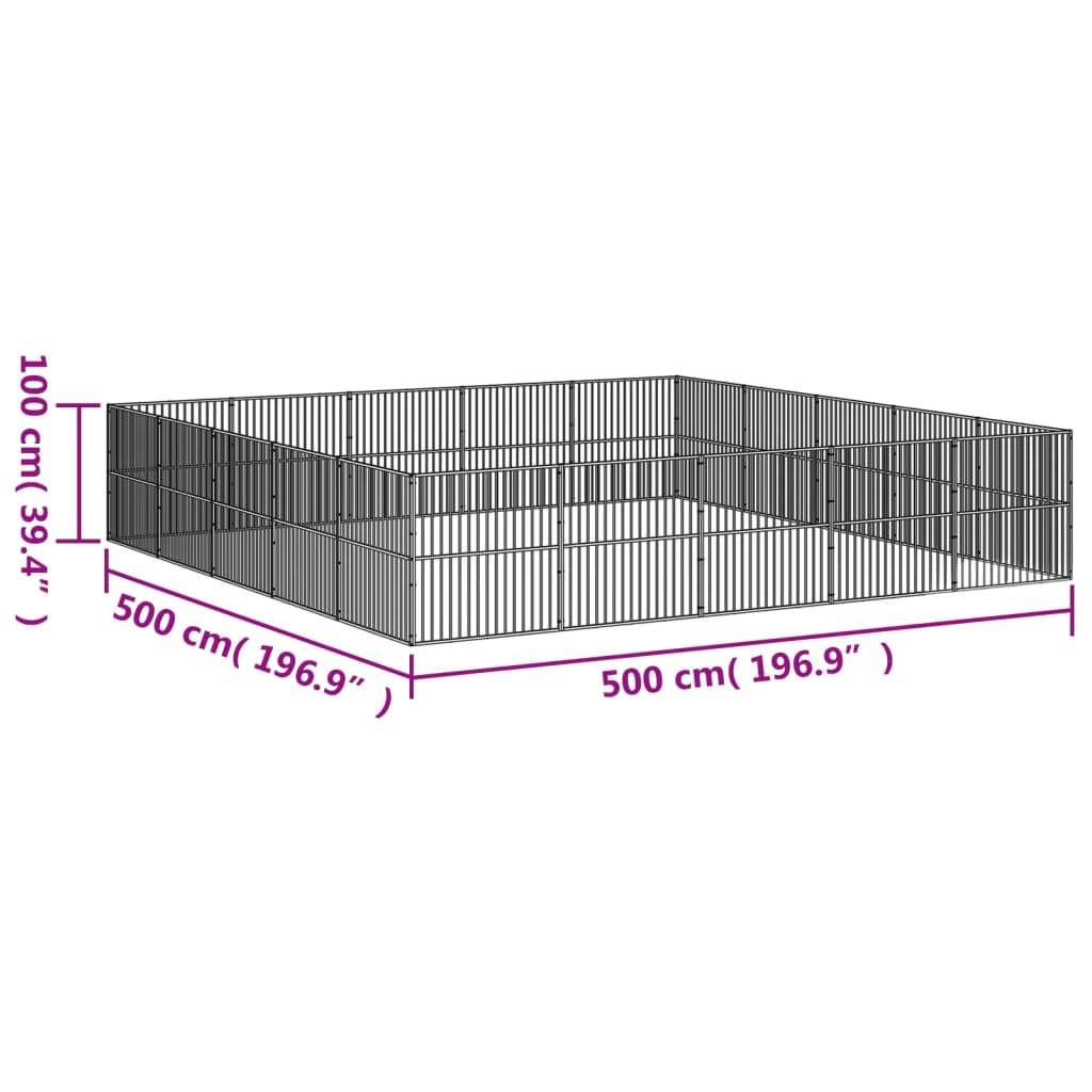 Hondenkennel 20 panelen gepoedercoat staal zwart