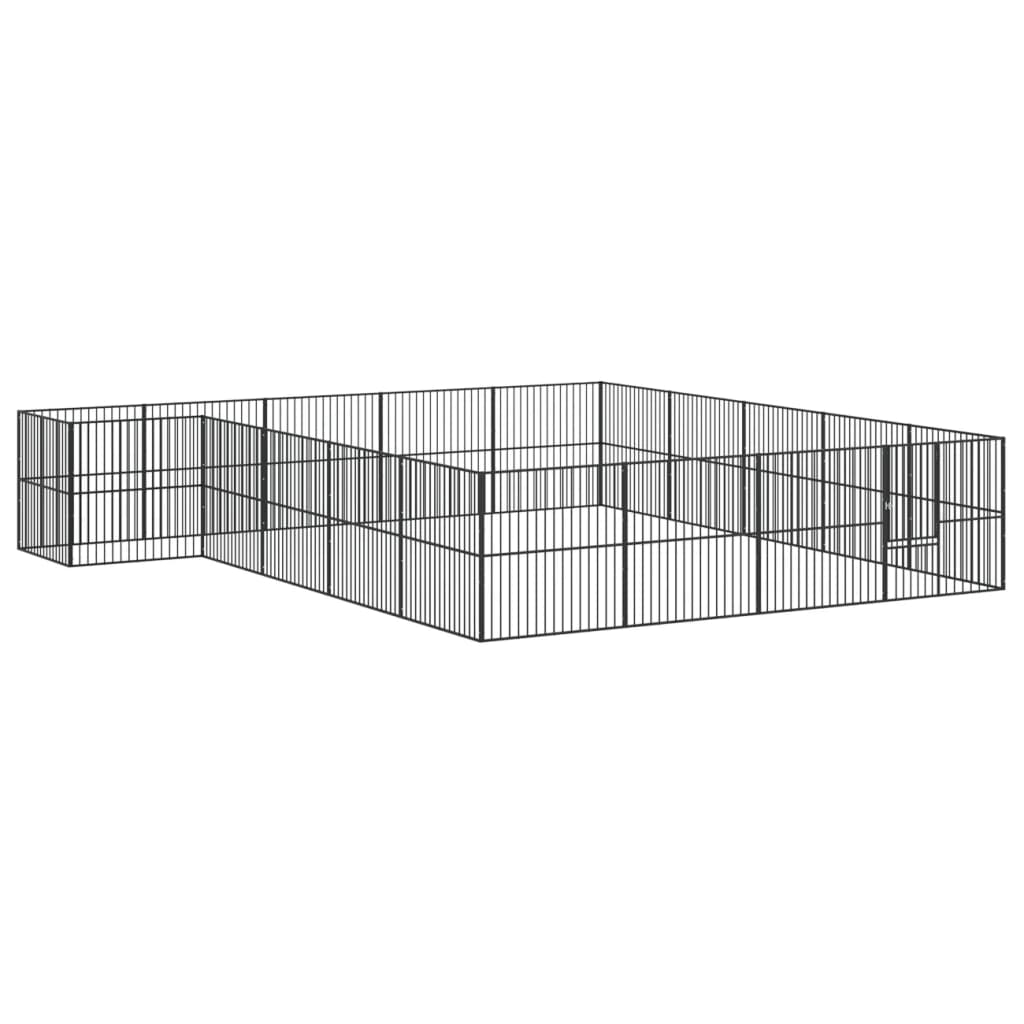 Hondenkennel 20 panelen gepoedercoat staal zwart