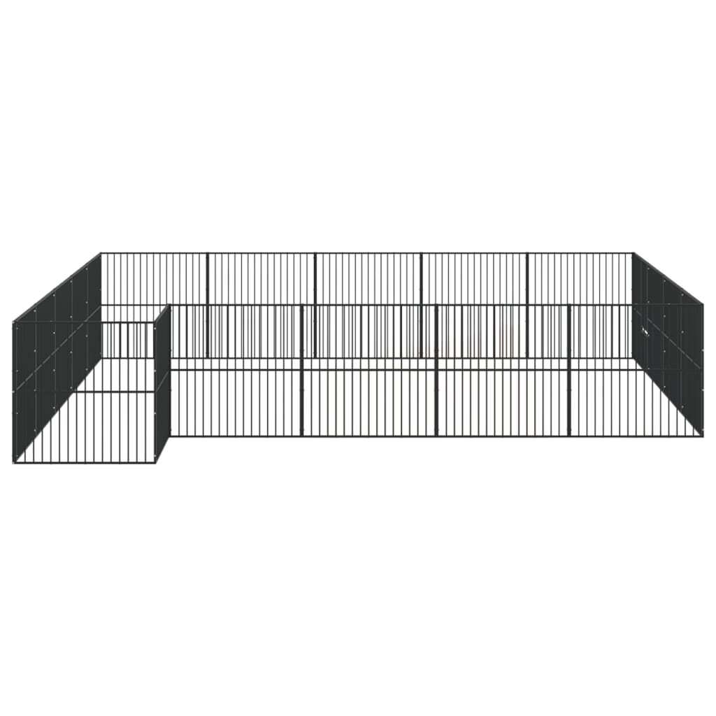 Hondenkennel 20 panelen gepoedercoat staal zwart