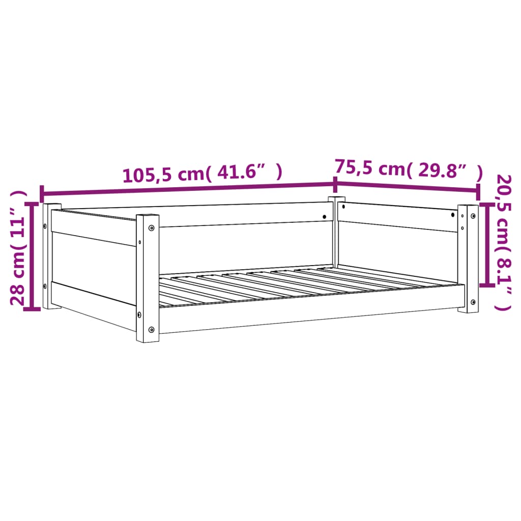 Hondenmand 105,5x75,5x28 cm massief grenenhout wasbruin