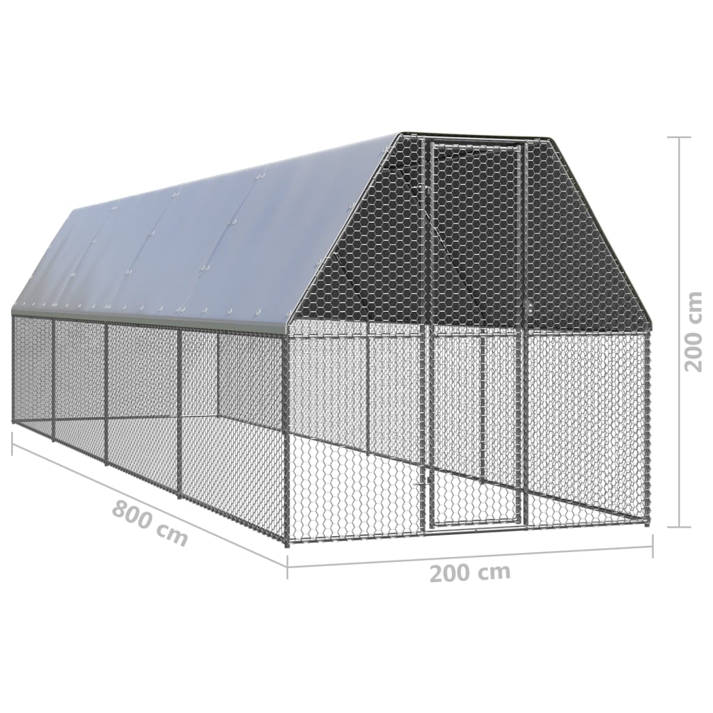 Kippenhok 2x8x2 m gegalvaniseerd staal