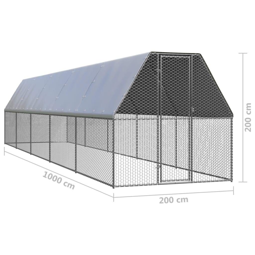 Kippenhok 2x10x2 m gegalvaniseerd staal