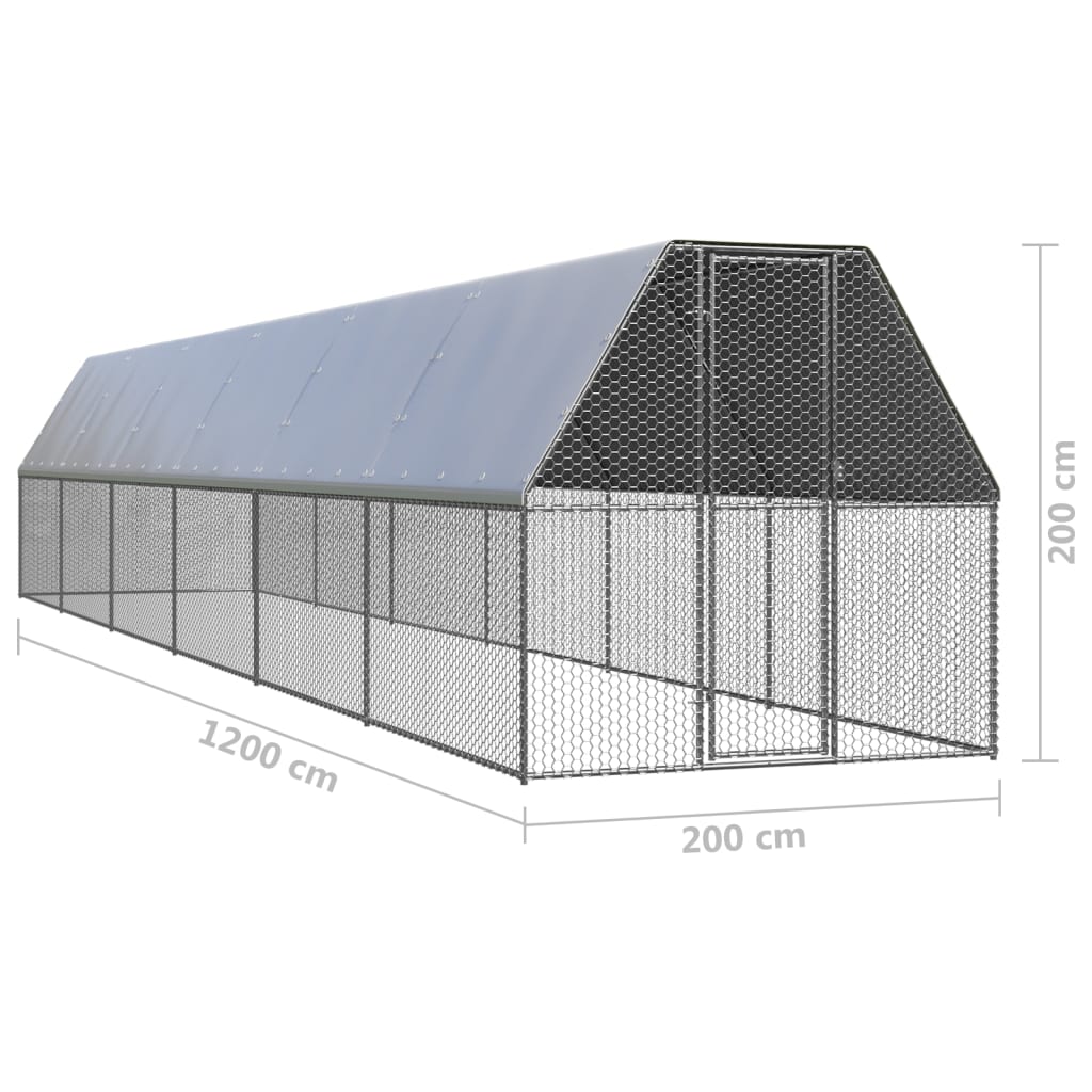 Kippenhok 2x12x2 m gegalvaniseerd staal