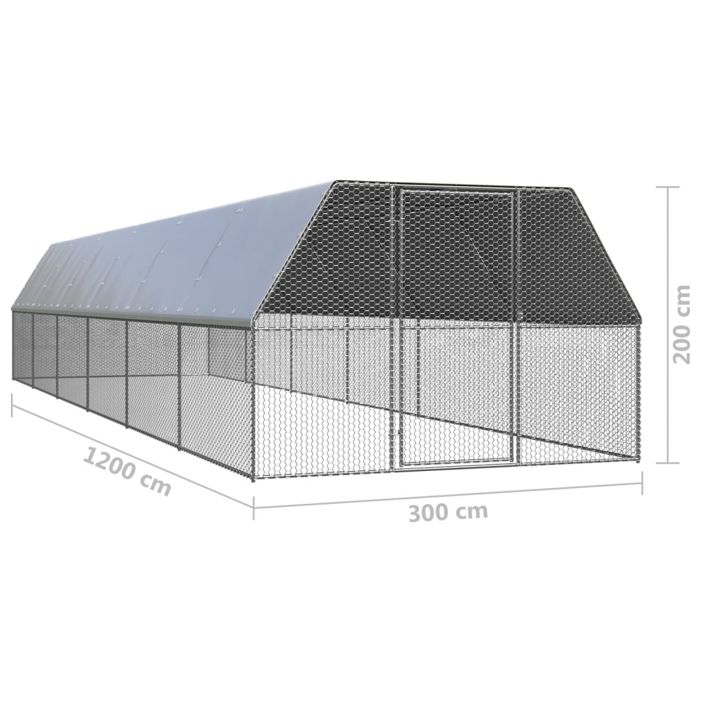 Kippenhok 3x12x2 m gegalvaniseerd staal