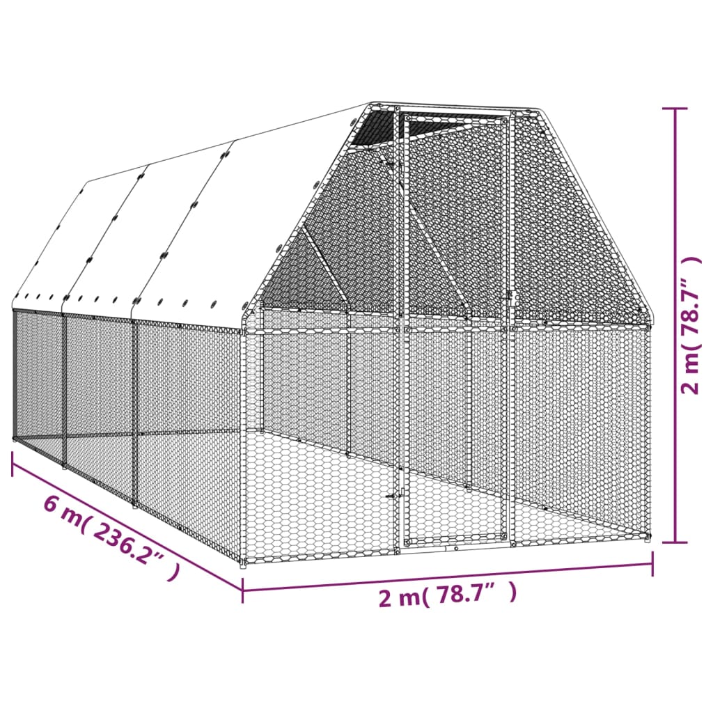 Kippenhok 2x6x2 m gegalvaniseerd staal