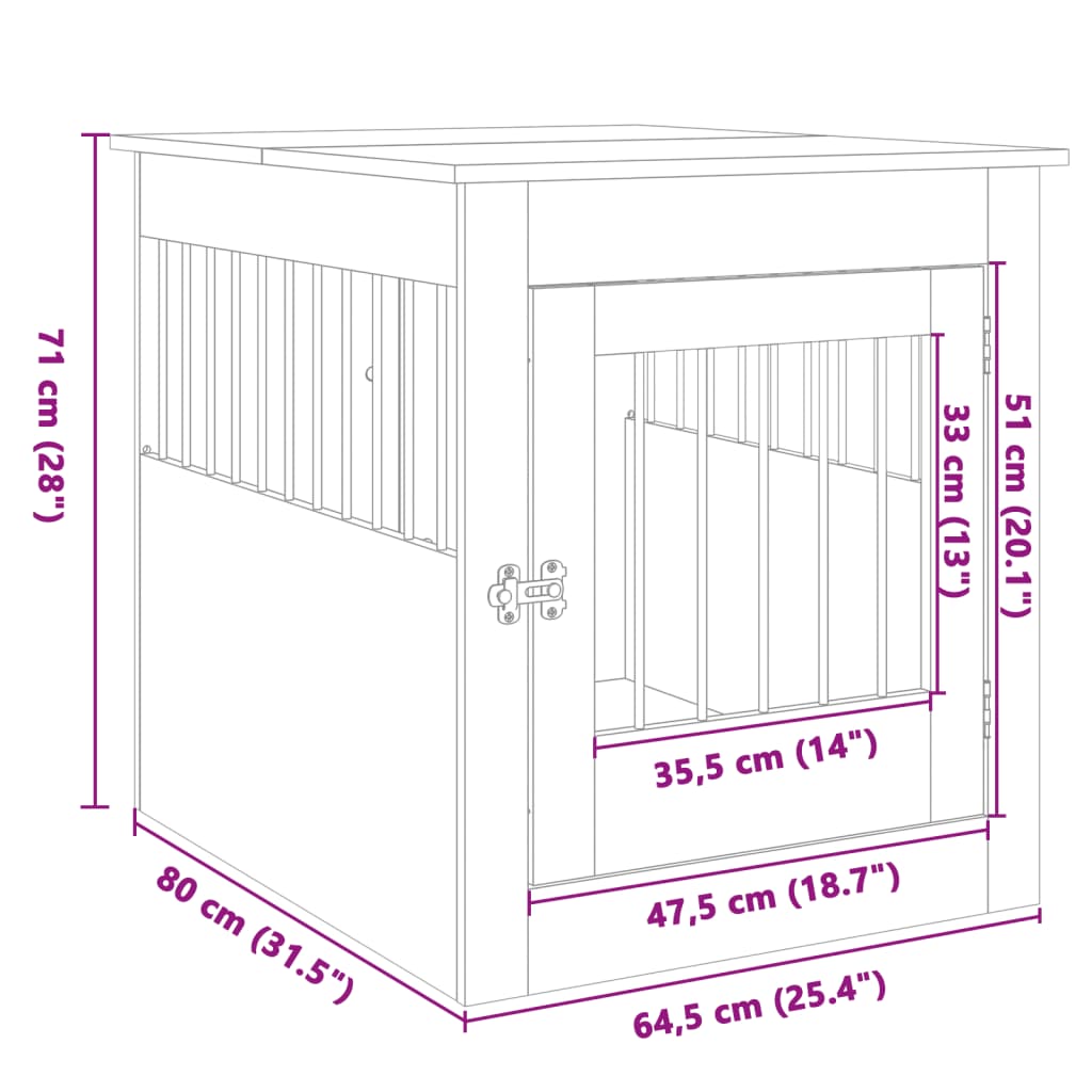 Hondenbench 64,5x80x71 cm bewerkt hout sonoma eikenkleurig