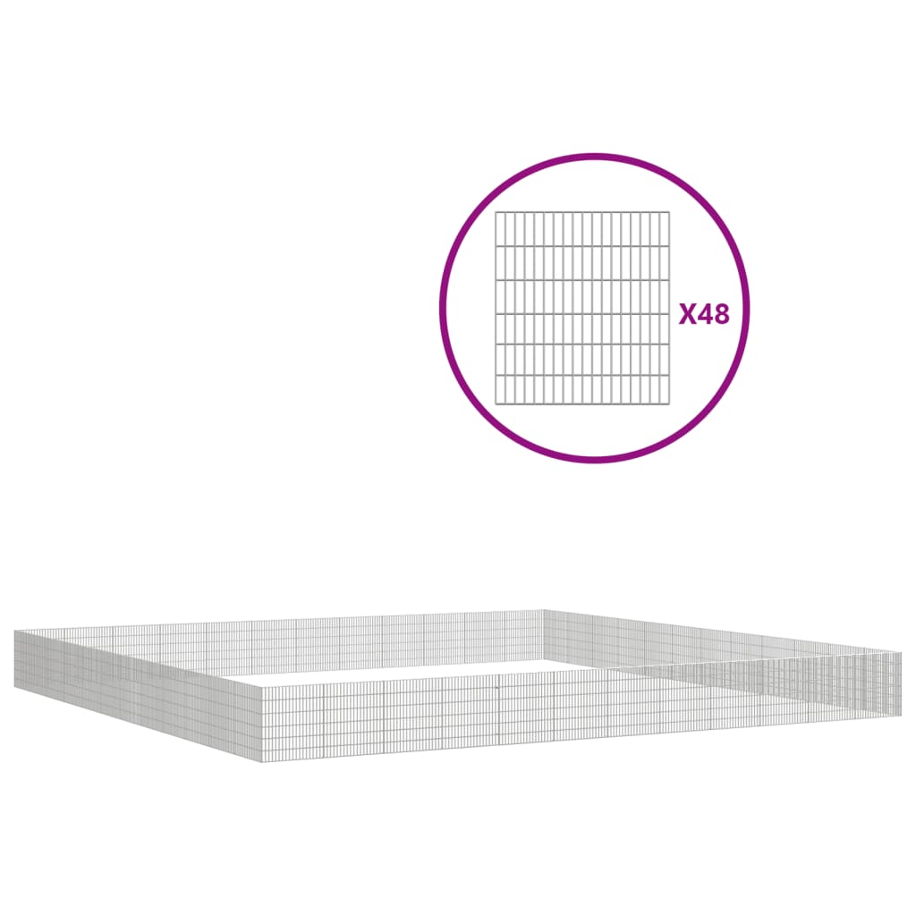 Dierenverblijf 48 panelen 54x60 cm gegalvaniseerd ijzer