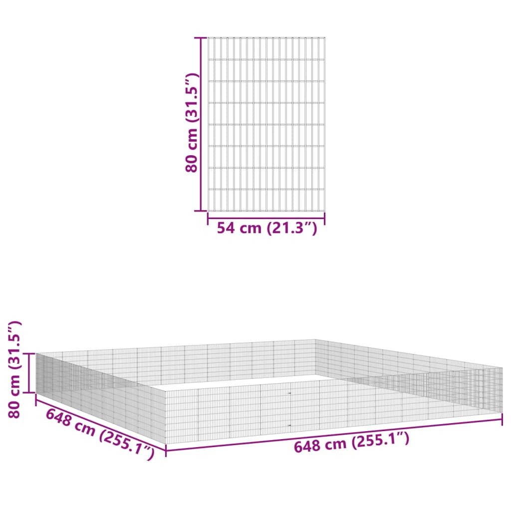 Dierenverblijf 48 panelen 54x80 cm gegalvaniseerd ijzer