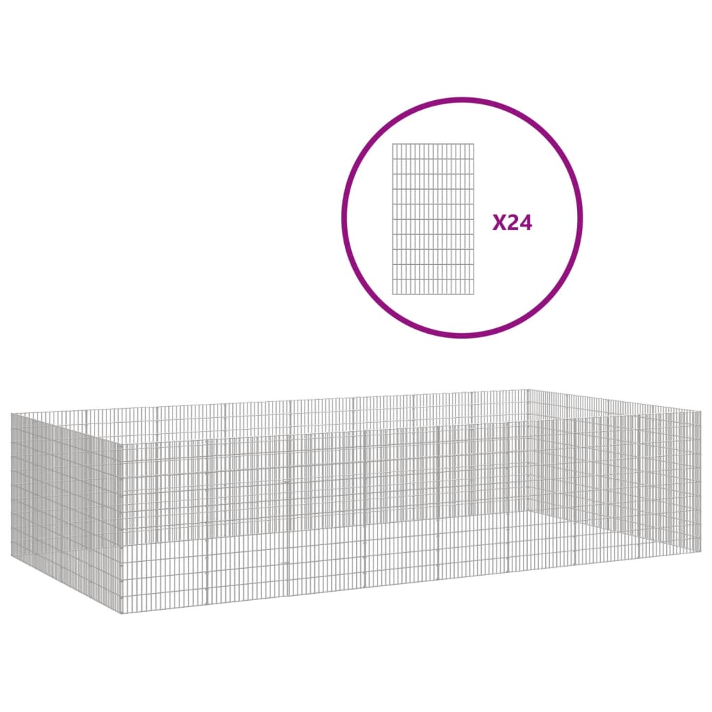 Dierenverblijf 24 panelen 54x100 cm gegalvaniseerd ijzer